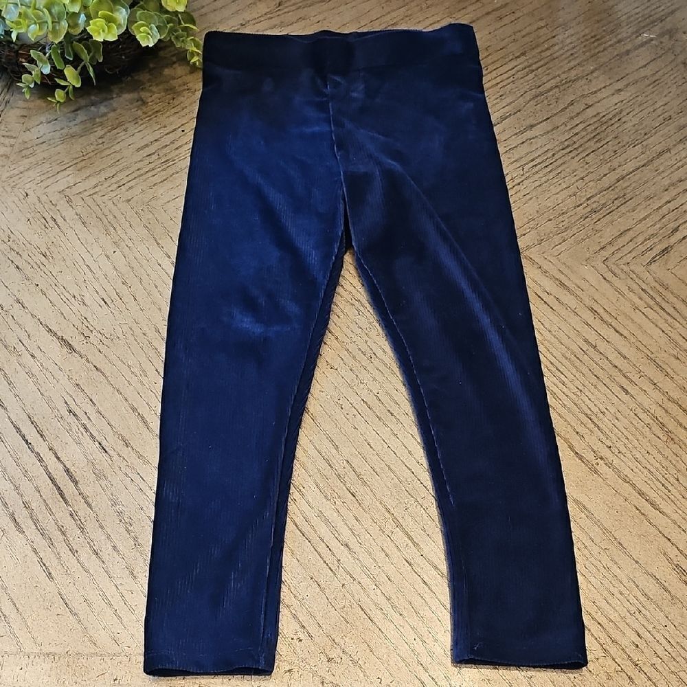 Girls Navy Blue Corduroy Suede Legging Size M - Picture 2 of 12